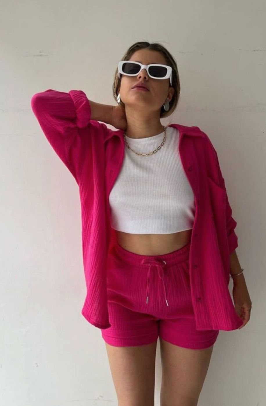 Camila | Women's Relaxed-Fit Button-Down Shirt Shorts Two-Piece Set