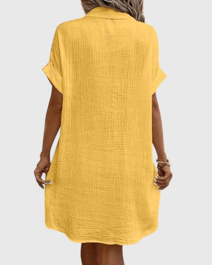Penelope | Women's Relaxed-Fit Button-Down Short Sleeve Shirt Dress