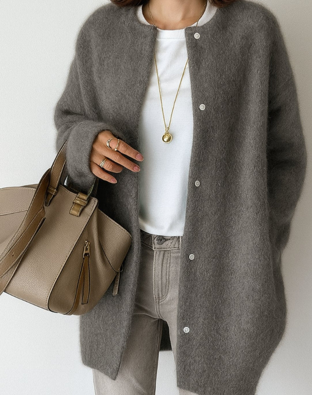 Mia | Women's Relaxed-Fit Button-Front Crew Neck Cardigan Sweater