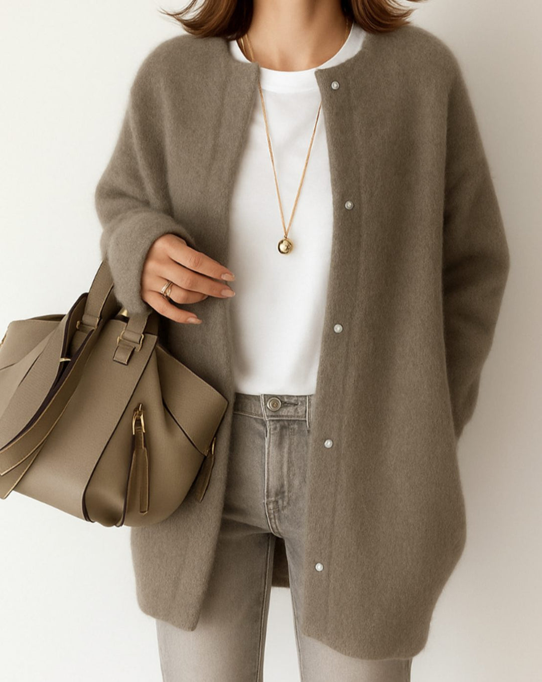 Mia | Women's Relaxed-Fit Button-Front Crew Neck Cardigan Sweater