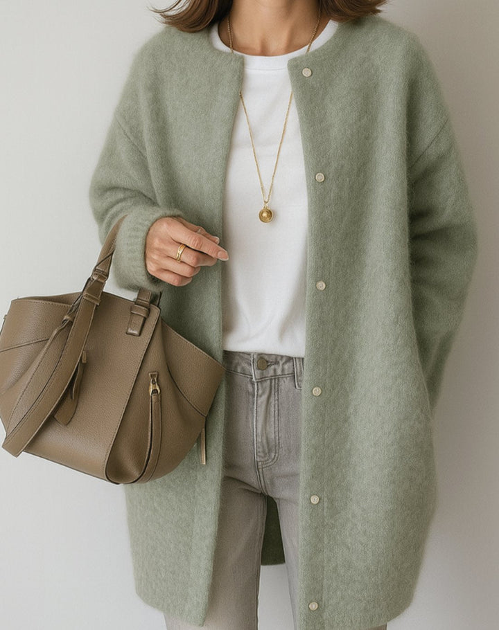 Mia | Women's Relaxed-Fit Button-Front Crew Neck Cardigan Sweater