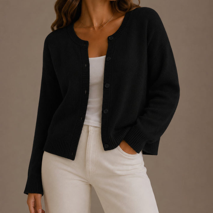 Olivia | Women's Relaxed-Fit Button-Up Round Neck Knit Cardigan