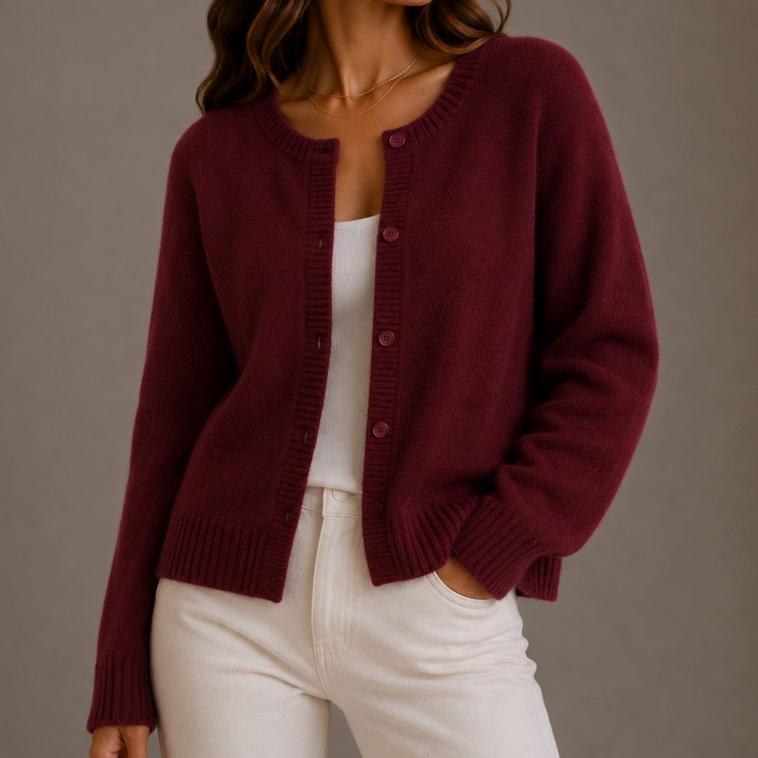 Olivia | Women's Relaxed-Fit Button-Up Round Neck Knit Cardigan