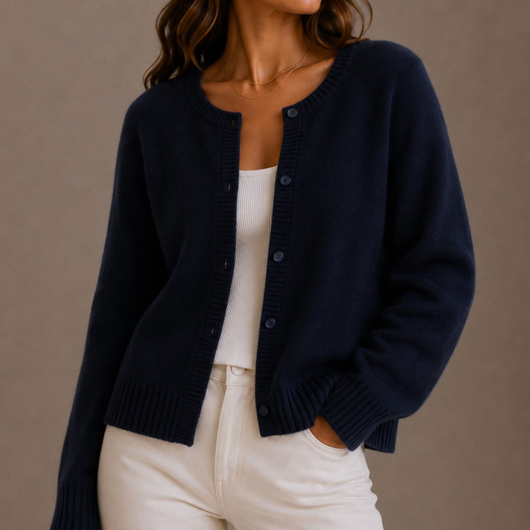Olivia | Women's Relaxed-Fit Button-Up Round Neck Knit Cardigan