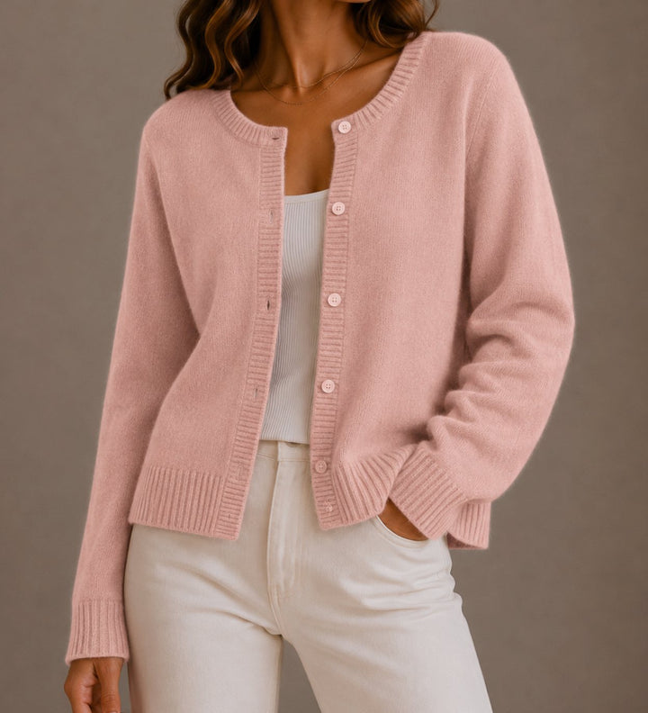 Olivia | Women's Relaxed-Fit Button-Up Round Neck Knit Cardigan