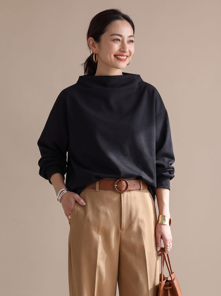 Camila | Women's Relaxed-Fit Mock-Neck Long-Sleeve Pullover Top