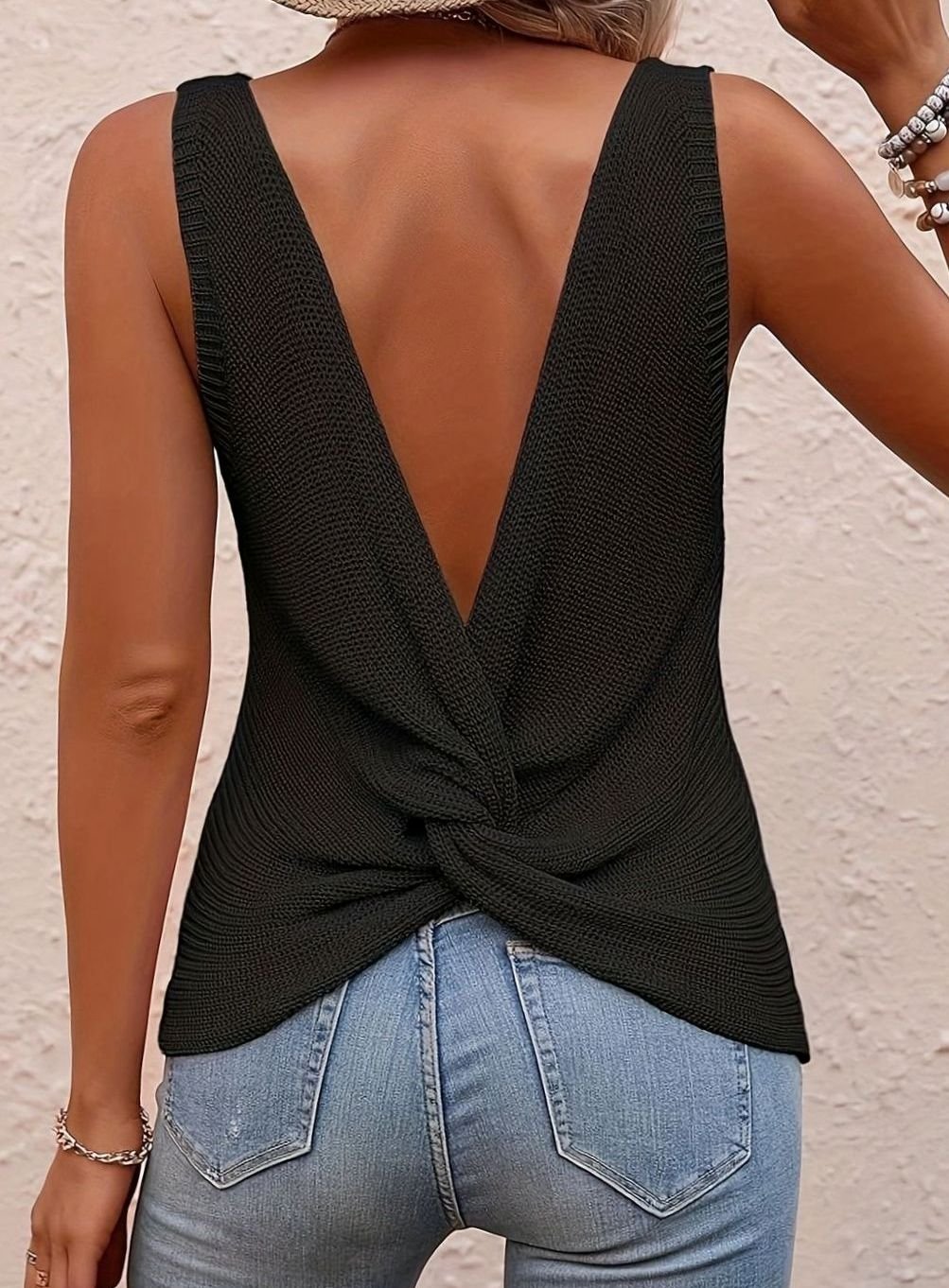 Isabella | Women's Relaxed-Fit V-Neck Knit Sleeveless Tank Top