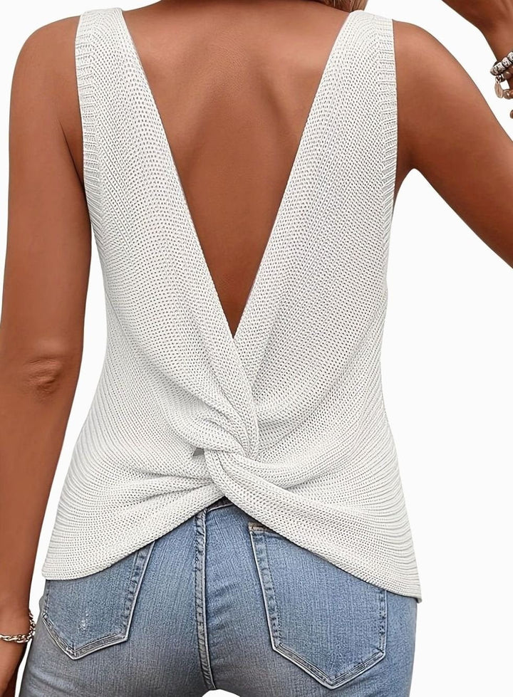 Isabella | Women's Relaxed-Fit V-Neck Knit Sleeveless Tank Top