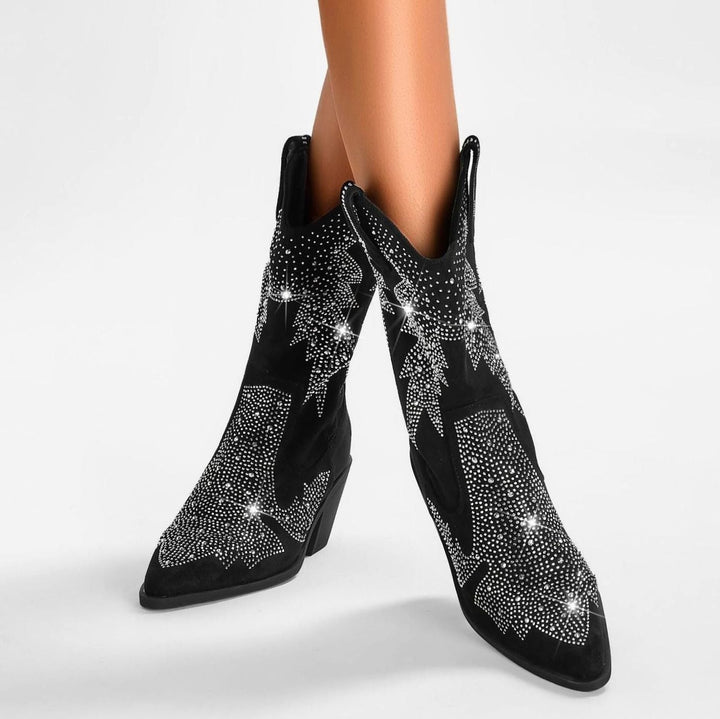 Camila | Women's Rhinestone Embellished Mid-Calf Western Boots