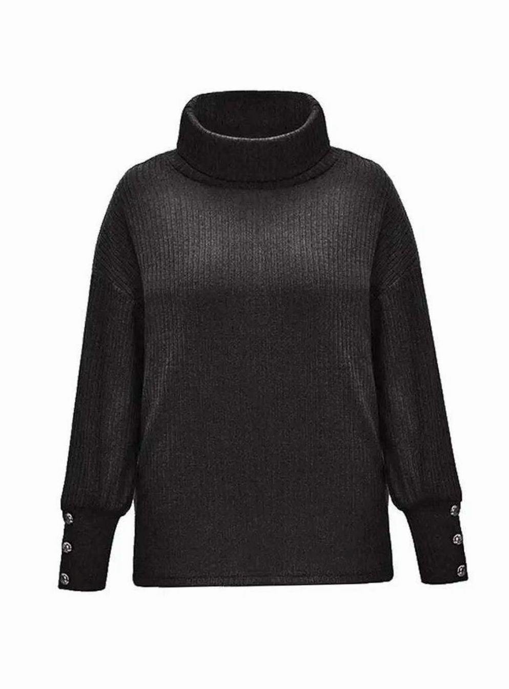 Layla | Women's Ribbed Cowl Neck Sweater Button-Cuff Knit Pullover