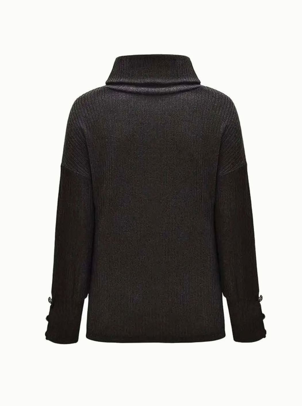 Layla | Women's Ribbed Cowl Neck Sweater Button-Cuff Knit Pullover