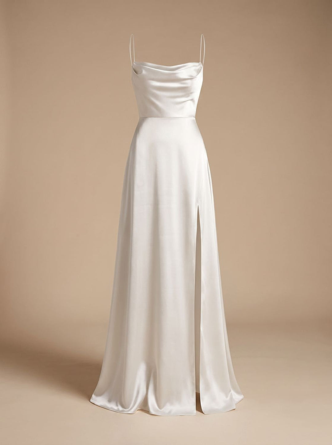 Charlotte | Women's Satin Cowl-Neck Sleeveless Maxi Dress High Slit
