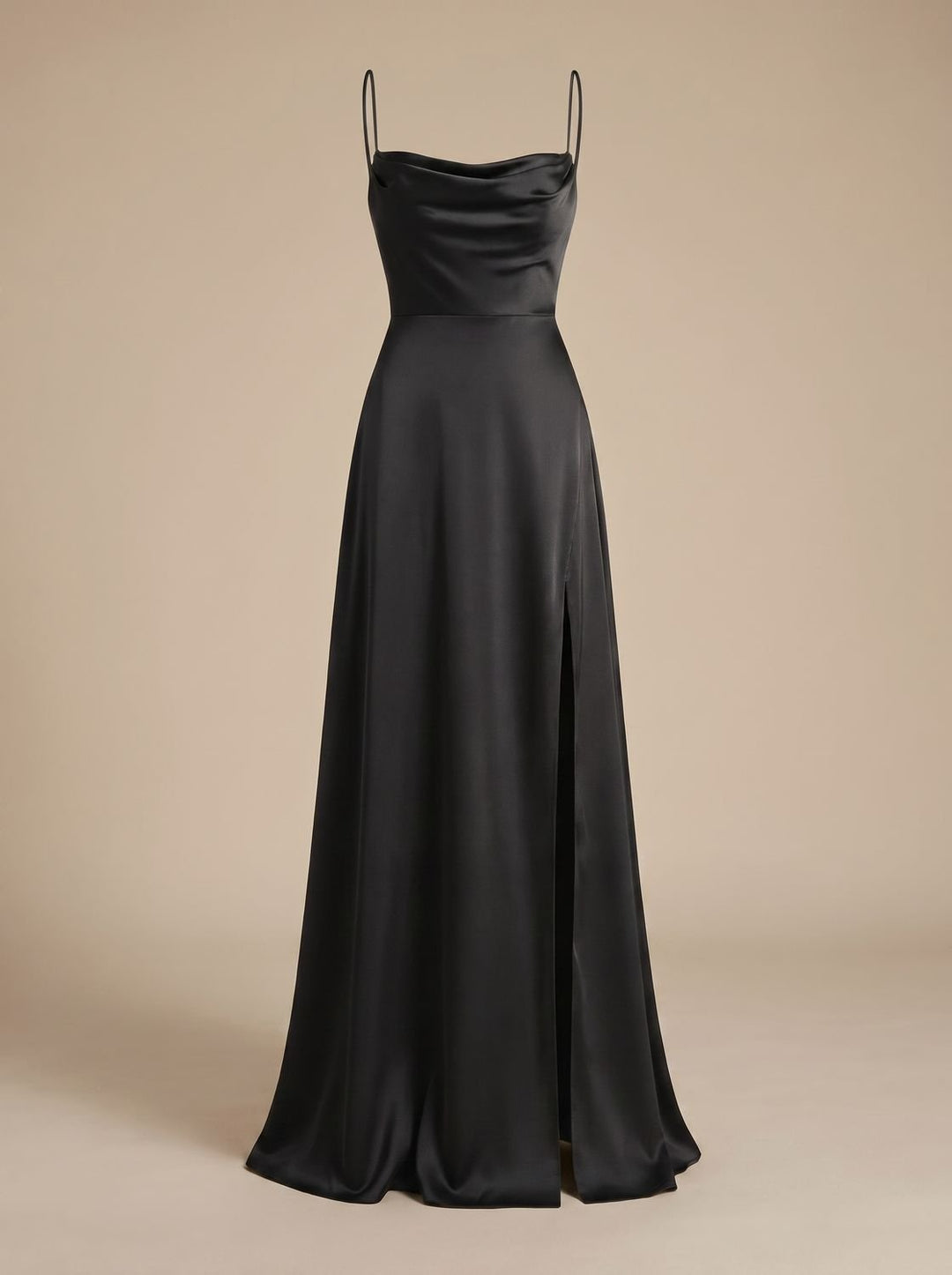 Charlotte | Women's Satin Cowl-Neck Sleeveless Maxi Dress High Slit