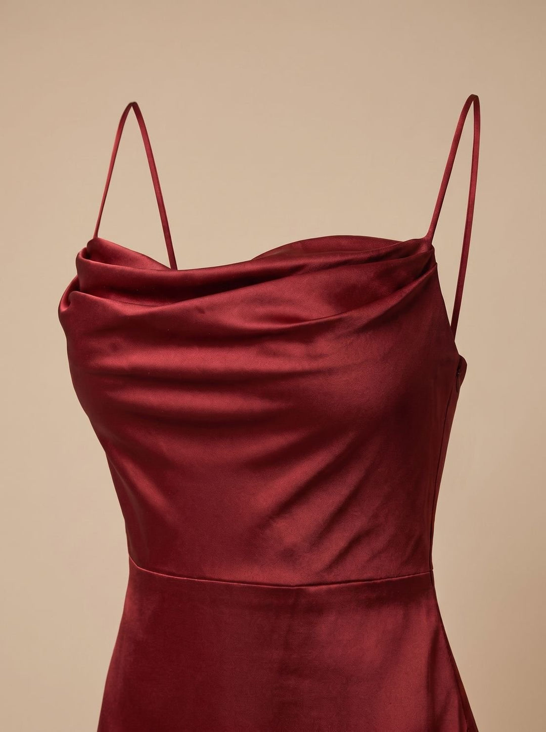 Charlotte | Women's Satin Cowl-Neck Sleeveless Maxi Dress High Slit