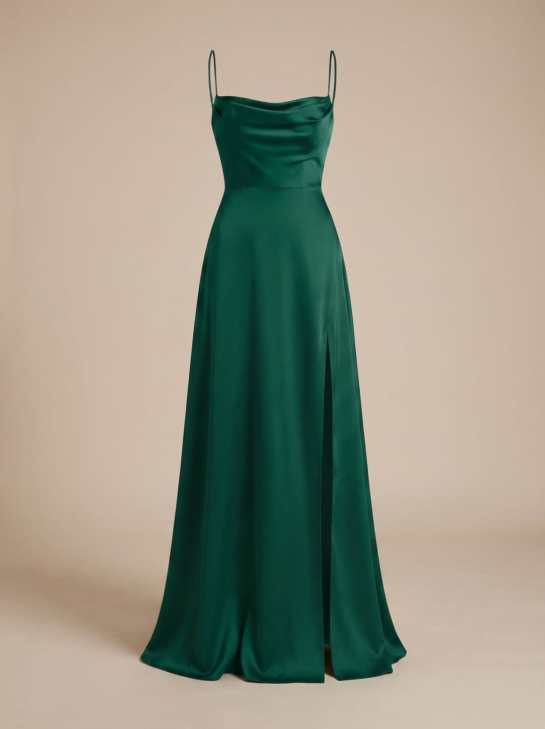 Charlotte | Women's Satin Cowl-Neck Sleeveless Maxi Dress High Slit