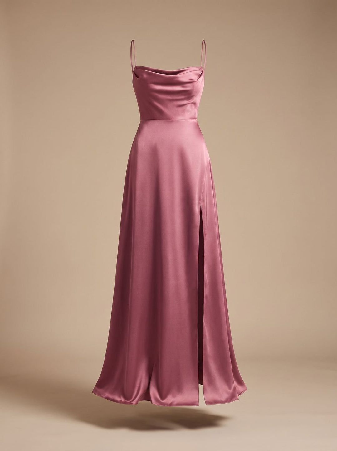 Charlotte | Women's Satin Cowl-Neck Sleeveless Maxi Dress High Slit