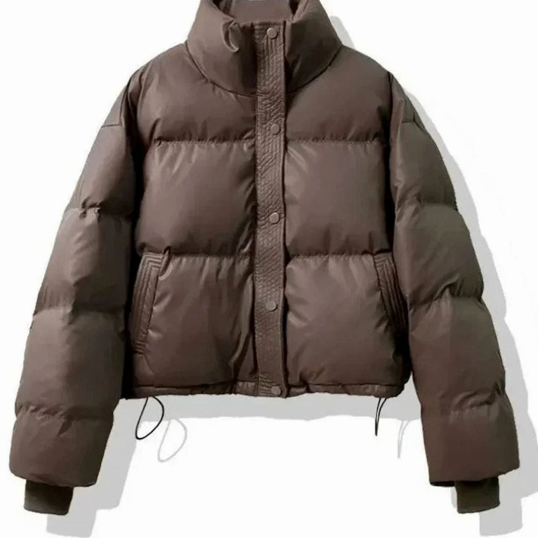 Charlotte | Women's Short Quilted Puffer Jacket Stand-Collar PU Coat