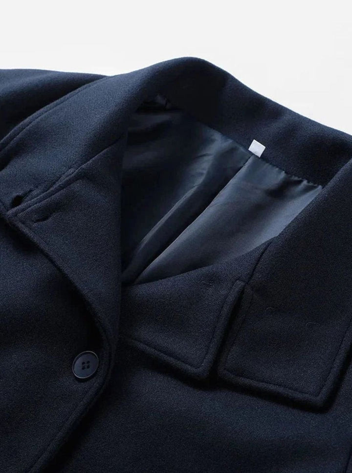 Emma | Women's Short Wool-Blend Button-Up High-Collar Winter Coat