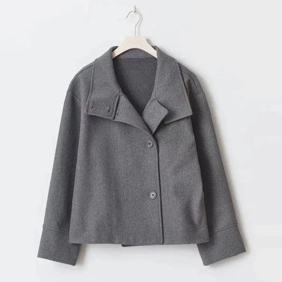 Emma | Women's Short Wool-Blend Button-Up High-Collar Winter Coat