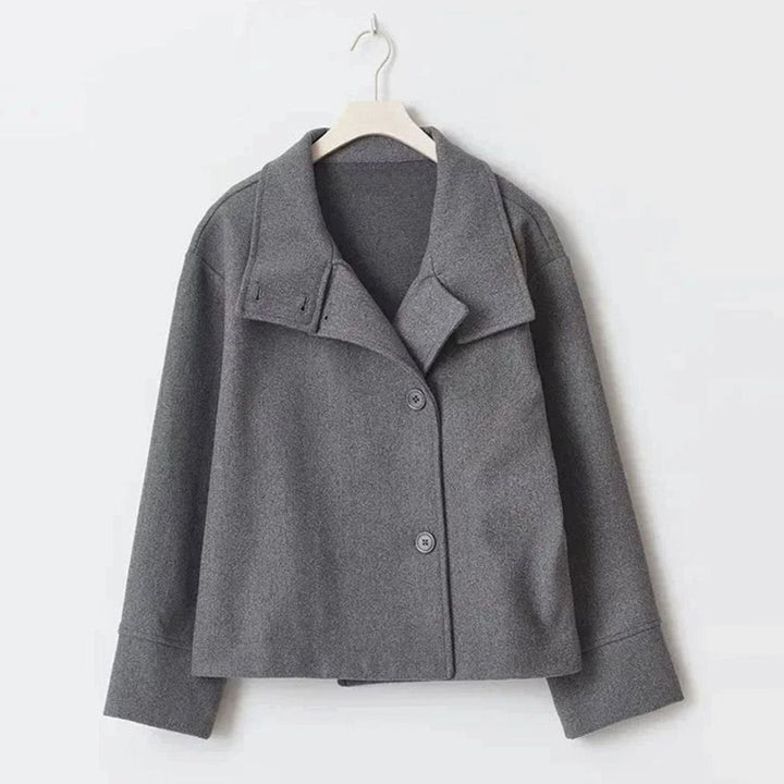 Emma | Women's Short Wool-Blend Button-Up High-Collar Winter Coat