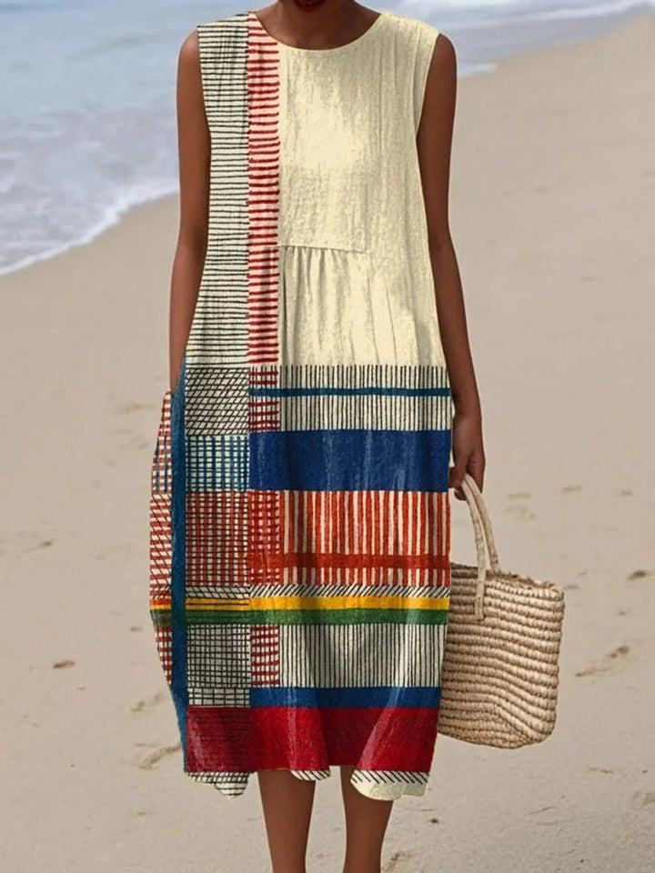 Camila | Women's Sleeveless Geometric Print Flowy Midi Dress