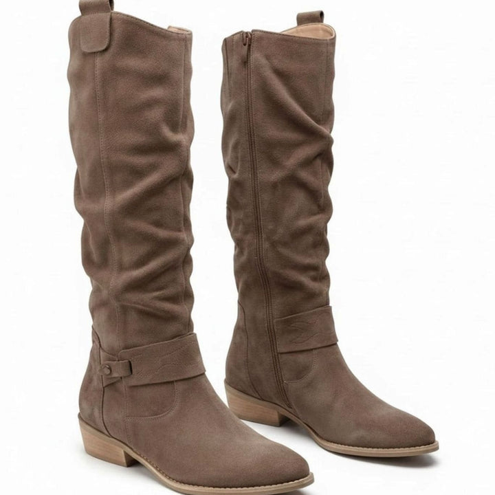 Scarlett | Women's Slouch Knee High Boots Block Heel Side Zip