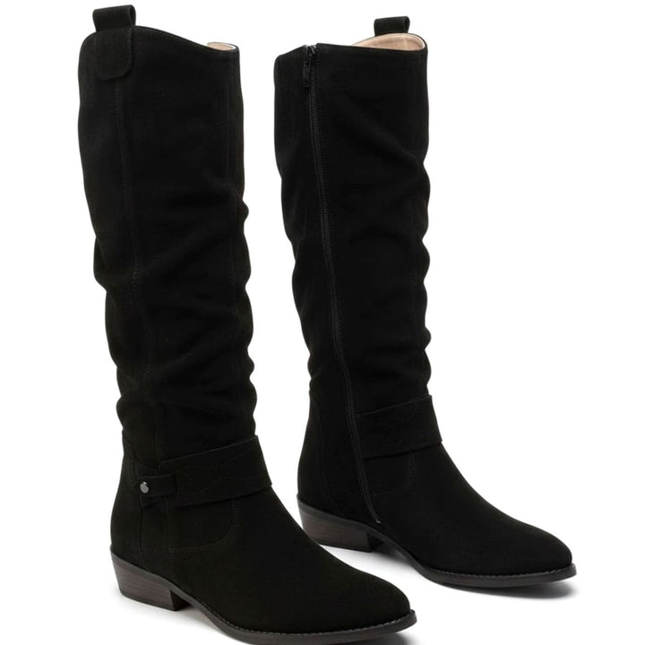 Scarlett | Women's Slouch Knee High Boots Block Heel Side Zip