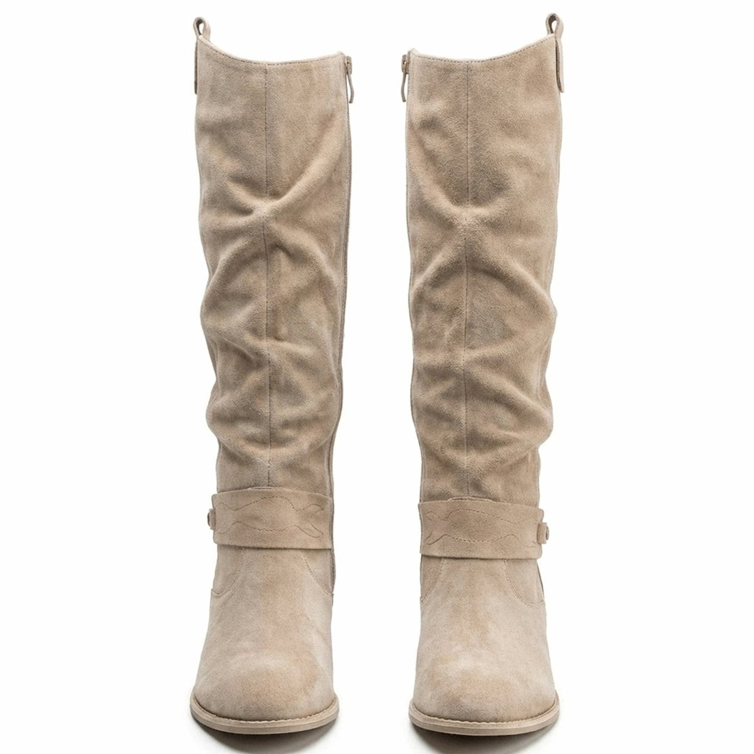 Scarlett | Women's Slouch Knee High Boots Block Heel Side Zip