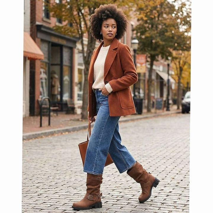 Madison | Women's Slouch Mid-Calf Buckle-Strap Biker Boots
