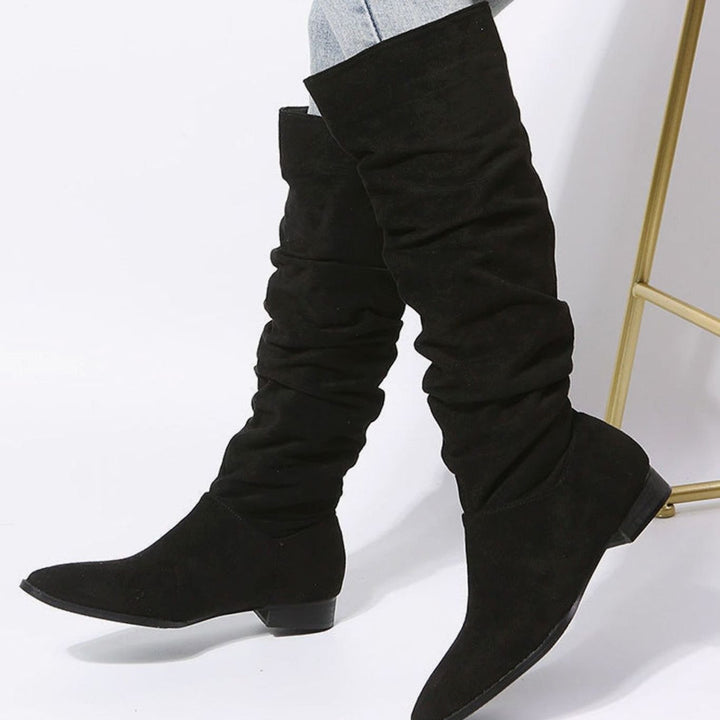 Luna | Women's Slouchy Faux-Suede Knee-High Boots Block Heel