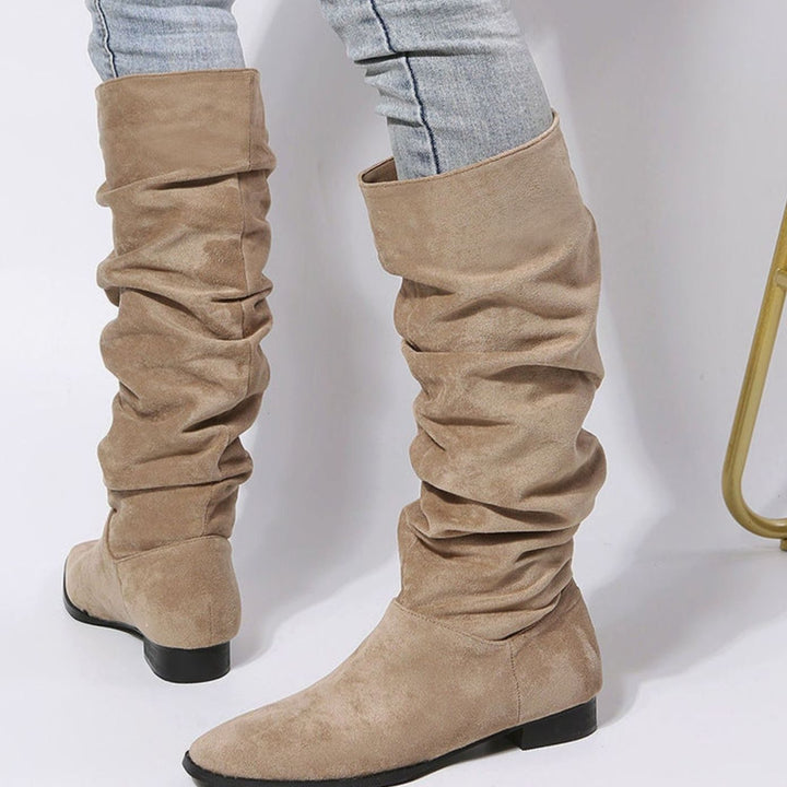 Luna | Women's Slouchy Faux-Suede Knee-High Boots Block Heel