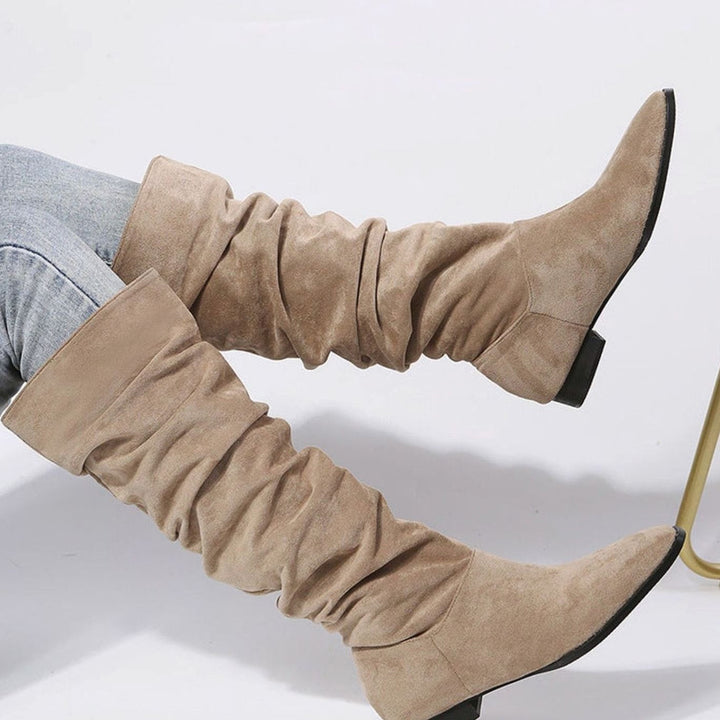 Luna | Women's Slouchy Faux-Suede Knee-High Boots Block Heel
