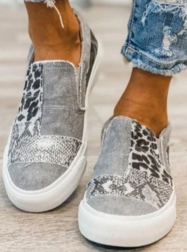 Sophia | Women's Stretch Slip-On Animal Print Shoes Canvas Sneakers