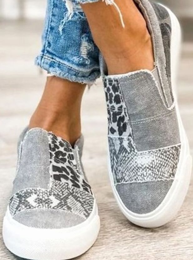 Sophia | Women's Stretch Slip-On Animal Print Shoes Canvas Sneakers