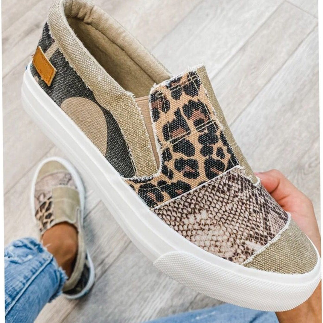 Sophia | Women's Stretch Slip-On Animal Print Shoes Canvas Sneakers