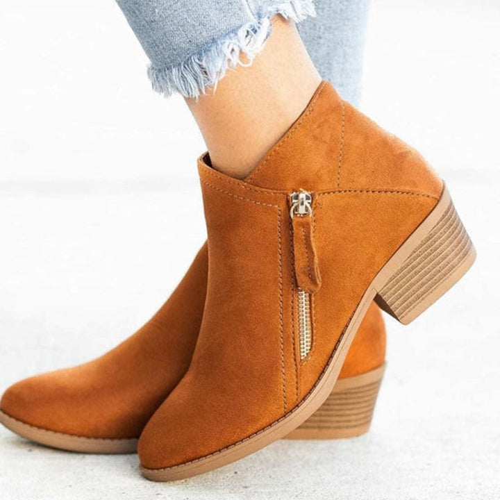 Sophia | Women's Suede Side-Zip Block-Heel Ankle Boots