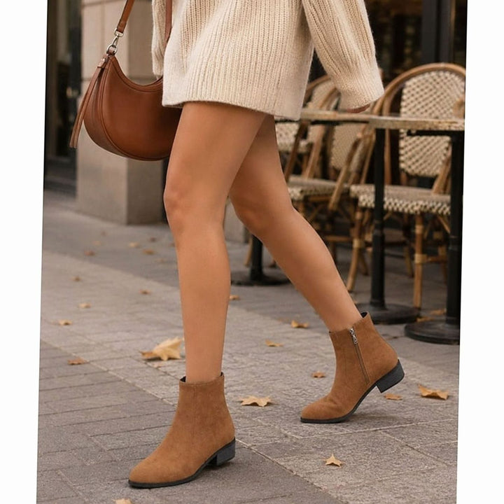 Eleanor | Women's Suede Side-Zip Block Heel Ankle Boots