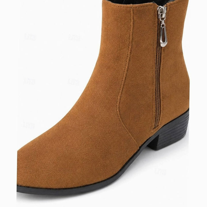 Eleanor | Women's Suede Side-Zip Block Heel Ankle Boots