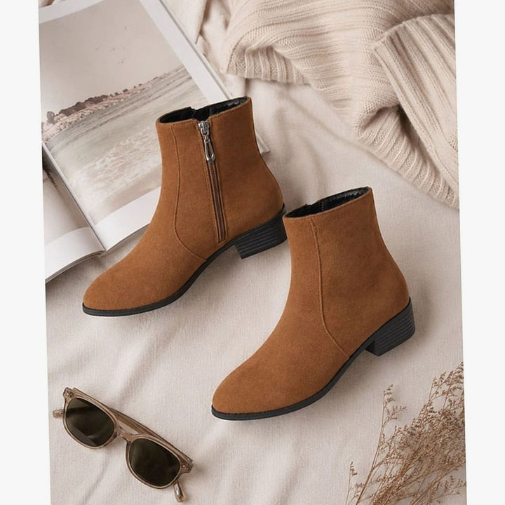 Eleanor | Women's Suede Side-Zip Block Heel Ankle Boots
