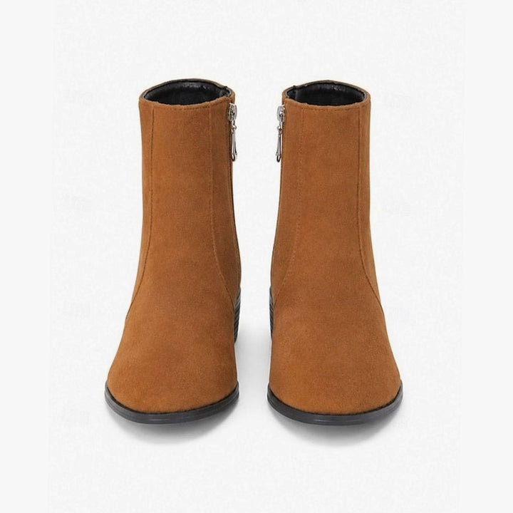 Eleanor | Women's Suede Side-Zip Block Heel Ankle Boots