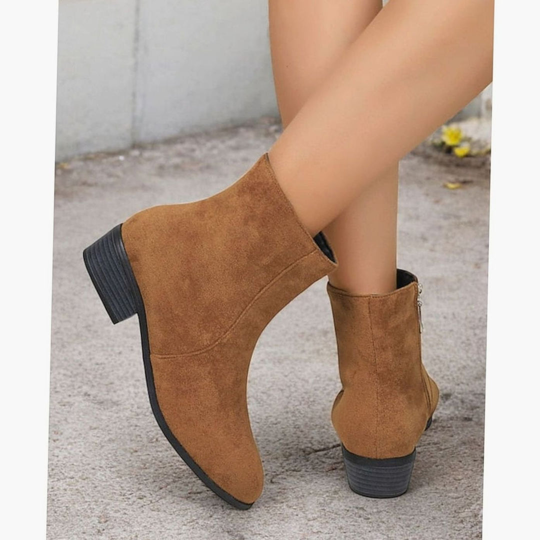 Eleanor | Women's Suede Side-Zip Block Heel Ankle Boots