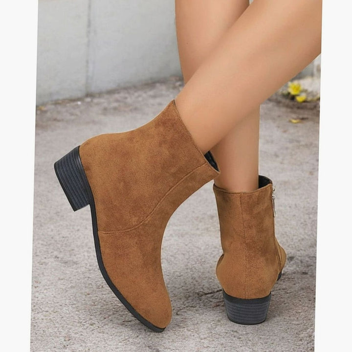 Eleanor | Women's Suede Side-Zip Block Heel Ankle Boots