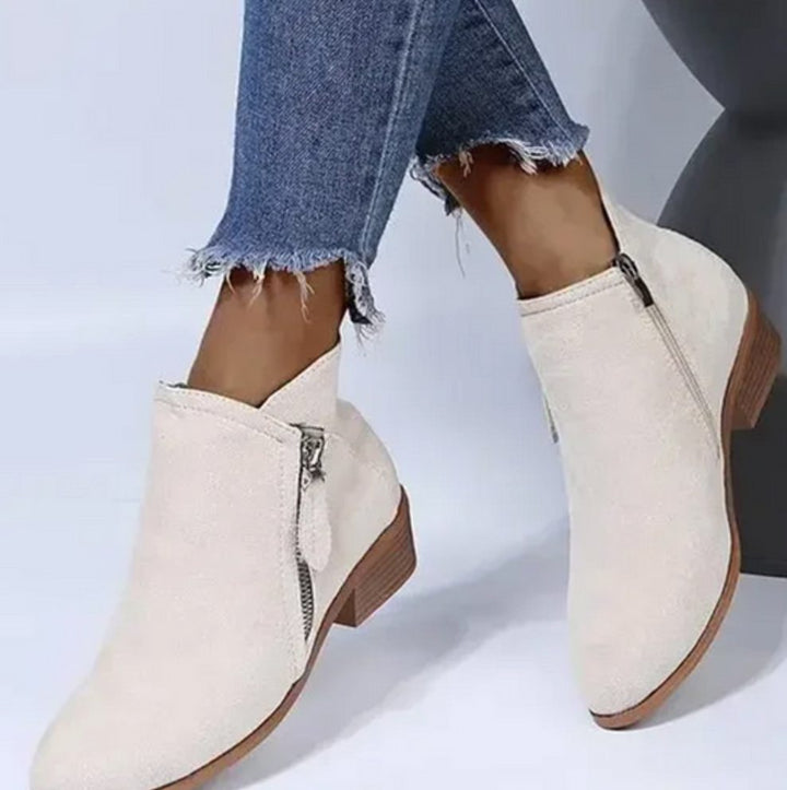 Sophia | Women's Suede Side-Zip Block-Heel Ankle Boots