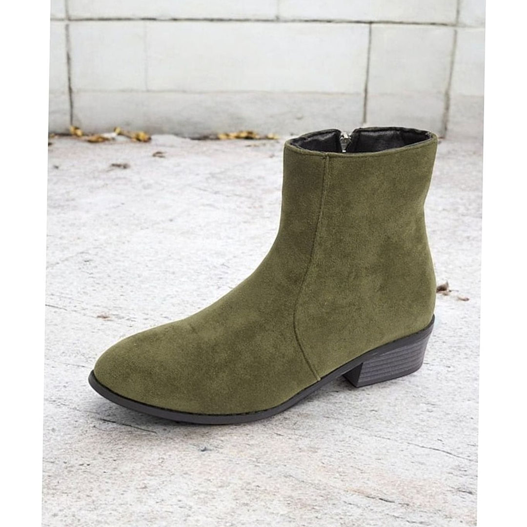 Eleanor | Women's Suede Side-Zip Block Heel Ankle Boots