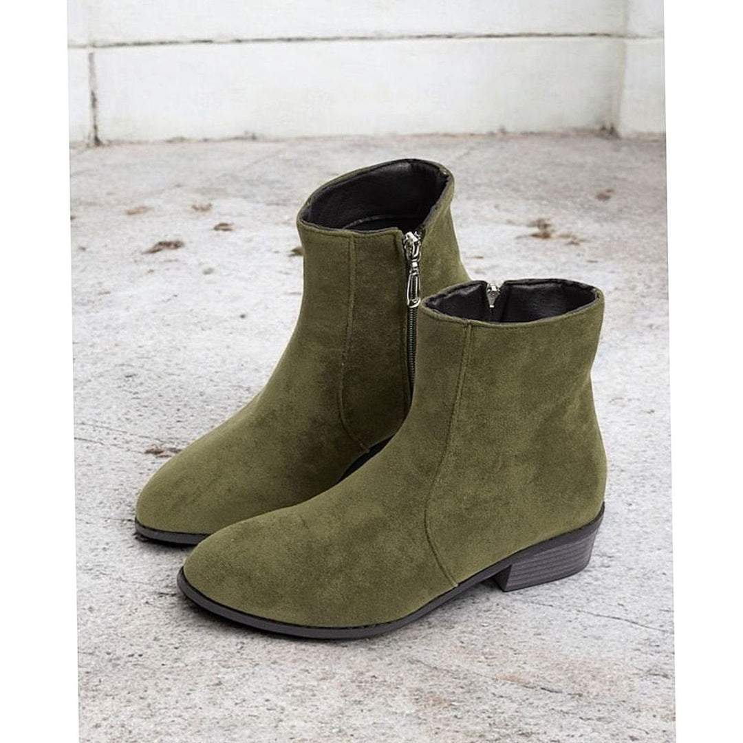Eleanor | Women's Suede Side-Zip Block Heel Ankle Boots