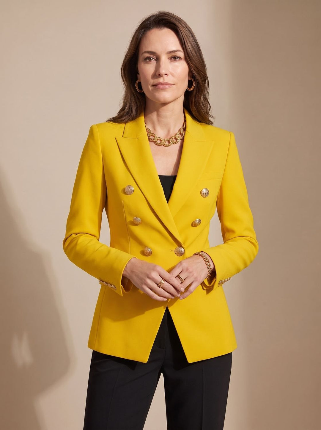Madison | Women's Tailored Double-Breasted Gold-Button Blazer