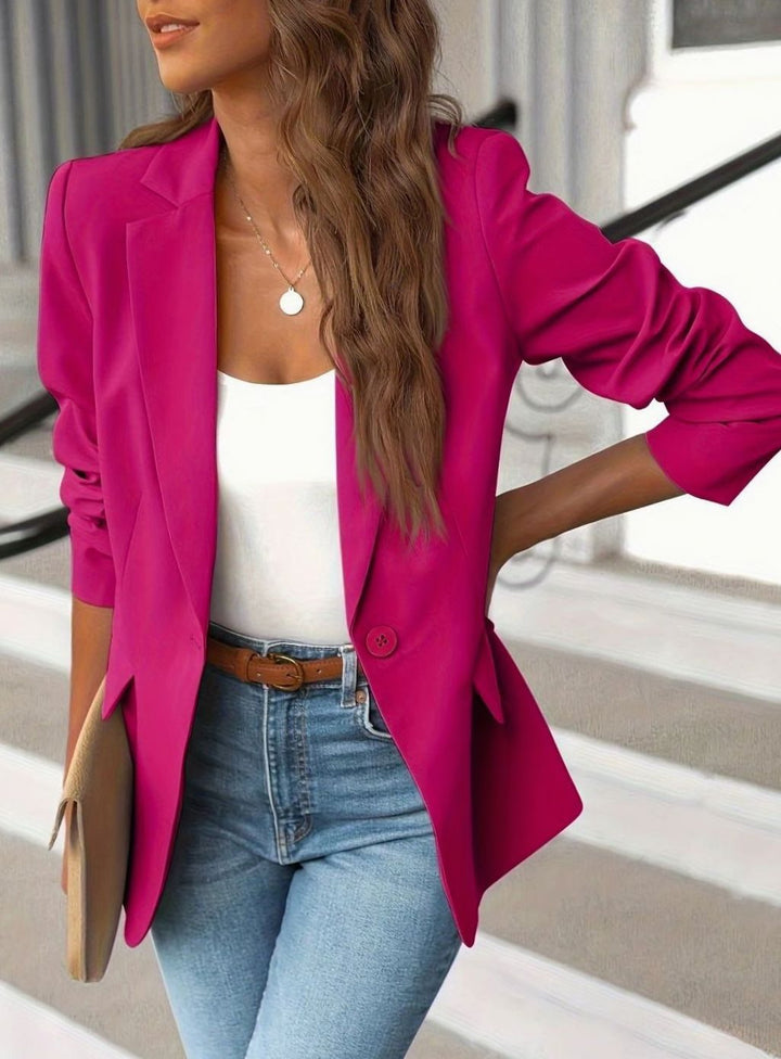 Luna | Women's Tailored Single-Button Casual Blazer Ruched Sleeves