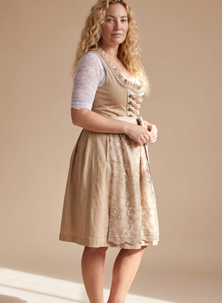 Emma | Women's Traditional Lace-Up Corset Dirndl Dress Knee-Length