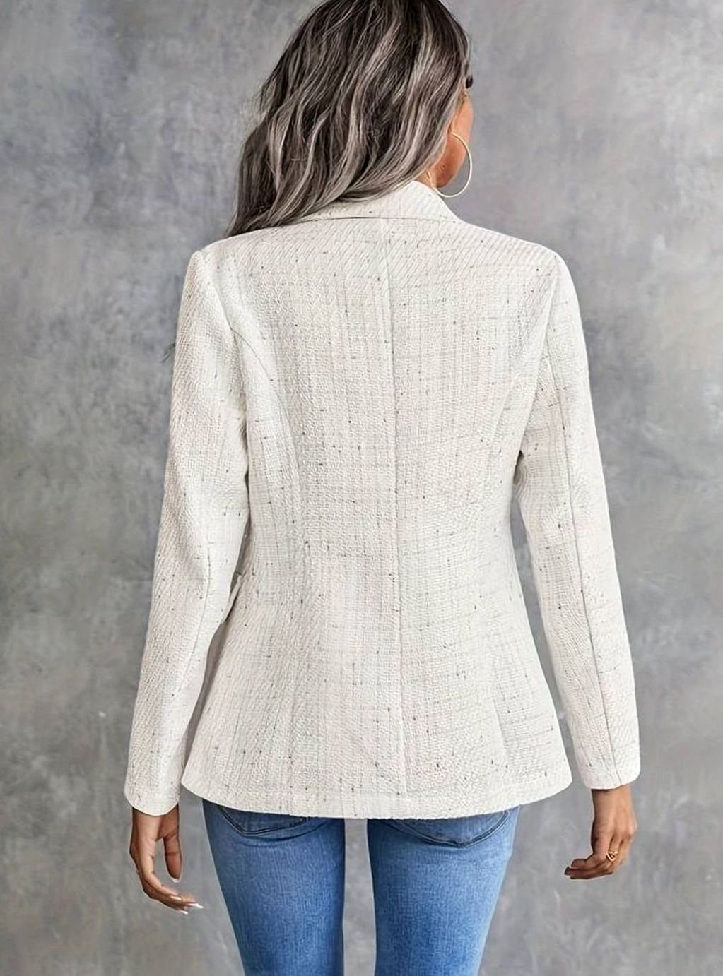 Isabella | Women's Tweed Double-Breasted Blazer Structured Long-Sleeve Jacket