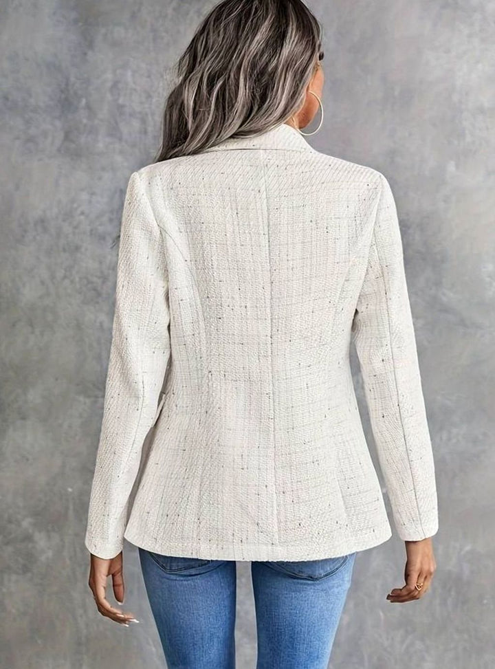 Isabella | Women's Tweed Double-Breasted Blazer Structured Long-Sleeve Jacket